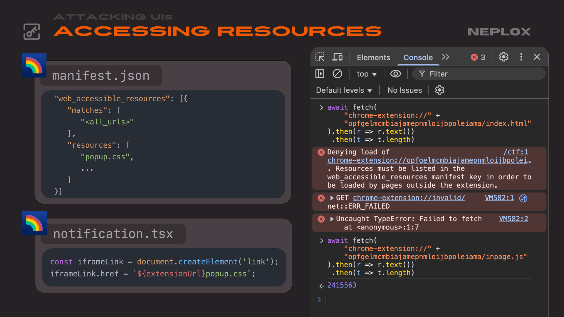 Attacking UIs: Accessing resources