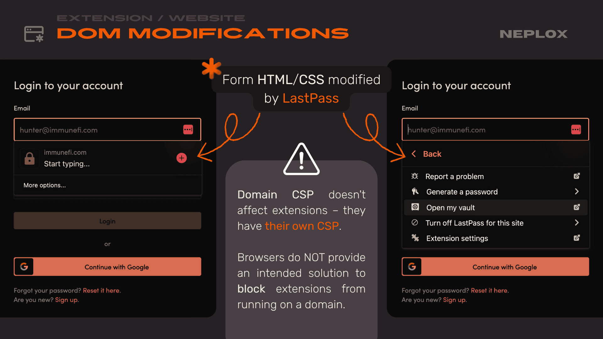 Extension vs Website: DOM modifications