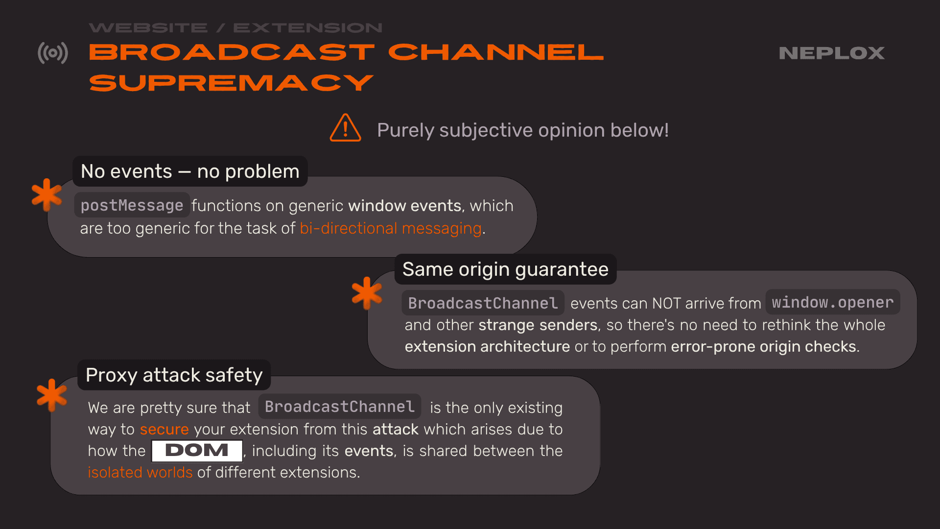 Website vs Extension: Broadcast Channel supremacy