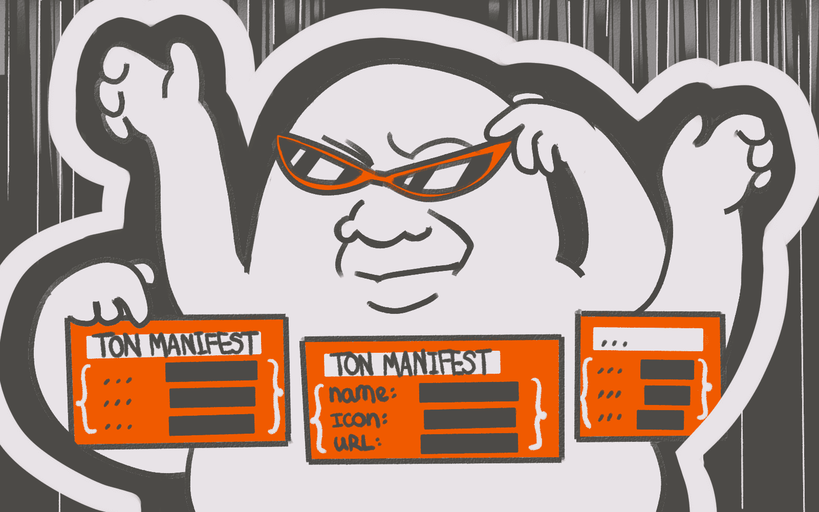 Malicious actor with multiple hands managing TON manifest files
